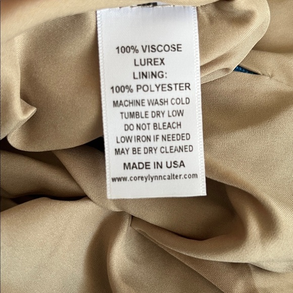 NWT Corey Lynn Calter Tyra Mini Open Back Dress Turquoise Gold Medium - Picture 3 of 8